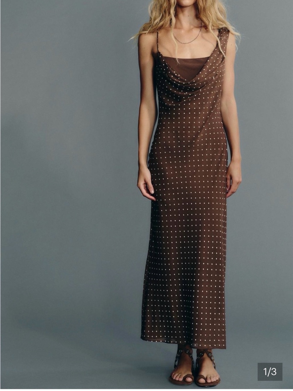 Zara Brown Polka Dot Slip Dress